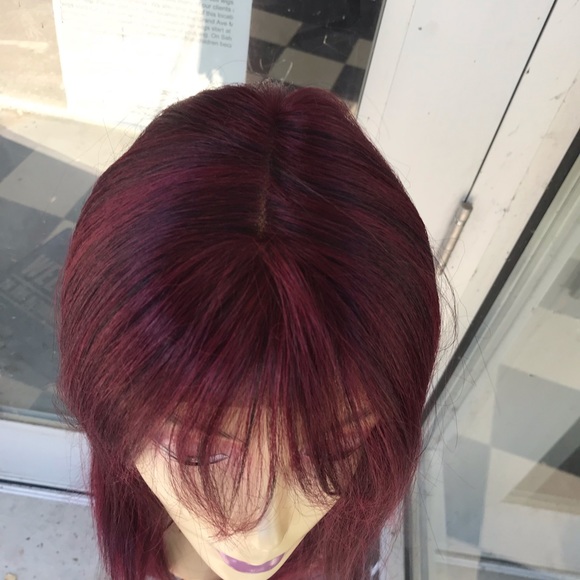 Burgundy Rare Wine Lacefront wig Bangs Long wig - Picture 5 of 8